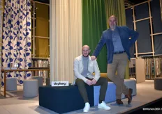 Tim Kloks and Edwin van der Beek from Artex BV, in the booth of De Ploeg, which introduced a total of 15 new collections of curtain fabrics and three upholstery fabrics.