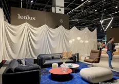 The booth of the Dutch brand Leolux was 'wrapped' with curtains.