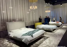 The beautiful bed collection from Schramm. The lights are also made from the metal springs that are from the beds.