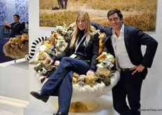 Pauline Montironi and Alex Verstreaten from AP Collection on the new African Safari Sofa.