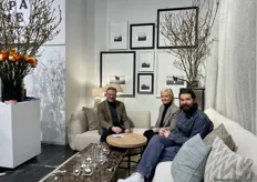 Stefan Moriau (left) with a colleague from Scapa Home in a conversation with the organisation representative of Antwerp Design Week. (right)