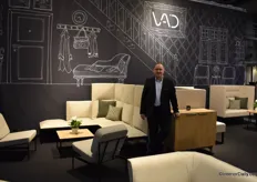 Hakon Vad is the 5th generation in the Norwegian company VAD that manufactures sofa systems. He is standing next to the Darwin collection.