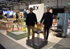 Karl Wulf Karlsson and Henrik Karlsson are the 2nd and 3rd generation of Hans K. The family business focuses on wooden furniture. They are standing next to the new K5 Chair.