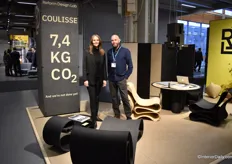 Carla Franchetti and Mathias Larsson from Reform Design Lab presented their sustainable products. In the new collection are office screens made from recycled waste.