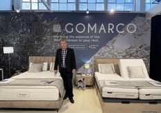 Walter Roelandts with a bed from the Spanish company Gomarco, celebrating 40 years this year and launching its own brand on the market.