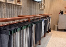 Lech's wall filled with its available fabrics.