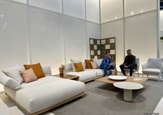 Davide Bonetti and Marco van Loon on Talenti’s new outdoor bench. They have also recently launched an indoor collection, with outdoor and indoor pieces barely distinguishable from each other.