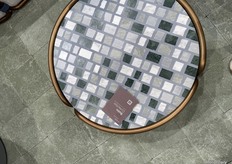 We also saw many coffee table tops made of inlaid stone at the fair. This is Ethimo’s ROTIN collection.