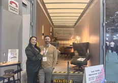 A Mobile Showroom that can be rented by furniture companies across the UK. Presented by the owners of the company. Jennifer Evans (left) and Chris (right) Evans.