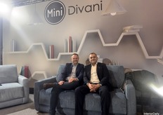 Dean Bird (left) and Simone Galardini (right) posed for the picture, showing off its new newest sofabeds that Mini Divani has to offer, with a nice Italian touch.