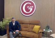 Richard Goode proudly presenting the newly rebranded G Plan logo.