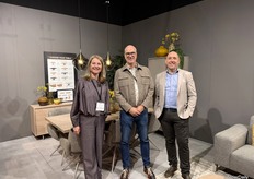 Left to right: Margo Romeijn, John van den Broek, Wilmar Verduin with the newest Famosa collection, nominated for the Best Design Excellence Furniture Award.