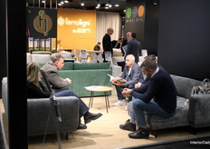 Mebel-Stil’s Chavdar Targohov, International Relations Manager and center of the picture, engaged with customers about their new collection.