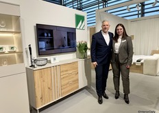 Richard and Alexandra from Meblosiek before the new cabinet of the Polish company.