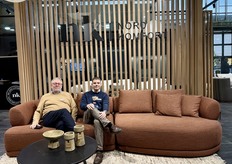 Kim Justesen and Anders Christensen from the company Nord Komfort, a Danish brand that masterfully blends colorful minimalism with luxurious elegance in furniture design.
