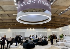 A large crowd at the Polak Meble booth.