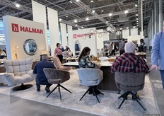 Halmar’s stand was also busy, with visitors testing various chairs that were presented around a new table model.