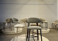 Signal Meble showcased taller bar stools in a range of sizes and styles.