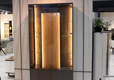 At the entrance to Taranko Meble’s booth, visitors are welcomed by their newest cabinet featuring integrated wood elements, which also opens to reveal additional storage space.