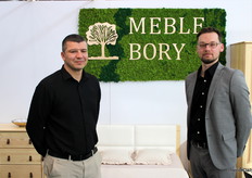 Representing Meble Bory, CEO Artur and colleague Mateusz engaged with visitors at Meble Polska.