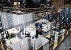 The large and vibrant booth of Feniks, captured from above, made a striking first impression in Hall 5 at Meble Polska.