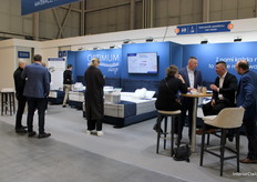 A glimpse of Optimum’s busy stand, showcasing their latest bedding collection.