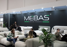 A glimpse of Mebas’s stand, capturing the brand’s presence and engagement with attendees at Meble Polska.