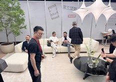 One of the flagship couches at Camerich's booth.