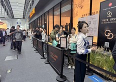 A sneak peek at one of the many lines of visitors waiting to see the latest collections.