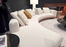 Steel-Land’s flagship modular couch, displayed right at the entrance of their booth.