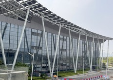 A brief glimpse of the side of one of the large halls, used as an exhibition space for various companies.