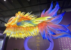 One booth featured colorful sculptures and designs, including this dragon- and fish-inspired piece that visitors could walk beneath.