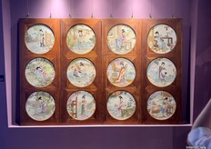 Traditional wall decoration featuring hand-drawn designs of Chinese women.