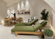 Point outdoor daybeds in a trendy green color.