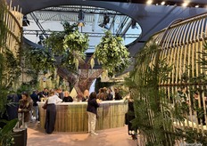 The vibrant green entrance by Dedon.