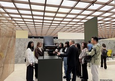 B&B Italia had a large stand that was always busy. Here a new chair finished with black leather.