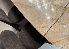 Bonaldo products. This combination was seen a lot: marble combined with brown earthy fabrics.