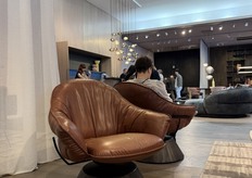 Beautiful armchair by Janua, combining leather and wood.