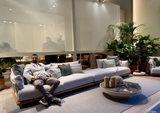 Onur on the new Manle outdoor sofa from YAAZ.