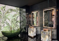 Among the latest creations, SICIS revealed a new back-lit mosaic designs for the bathroom.