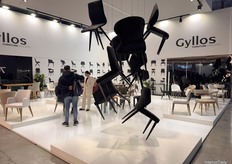One of the few Greek companies at the fair showcased a variety of chairs, with a new collection suspended from the ceiling to invite visitors onto the stand.