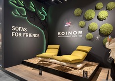 As visitors walked past KOINOR’s booth, the latest recliner designs were presented in a dynamic display that created a sense of motion.