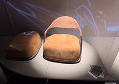 Mezea exhibited roughly four distinct pieces, each displayed within a setup that suggested motion.