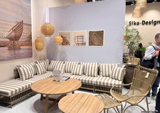 Sika Design, a Danish design brand, showcased its latest collection featuring bamboo-like materials prominently displayed at the forefront of the booth.