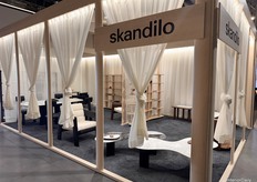 Skandilo, one of the few Finnish companies at the fair, showcased a collection focused on round shapes and the use of wood across every collection, including the base of the booth.
