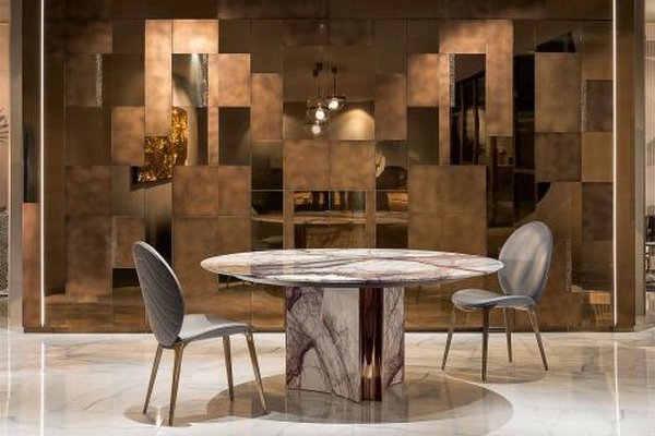 Round table with lazy shop susan built in