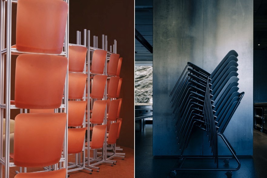 Spanish brand Ondarreta presented metal chairs installation reminiscent