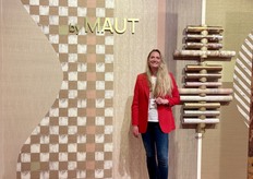 Mirjam Klunder from byMAUT with her new collection of carpet tiles and wall coverings.