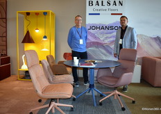 Stijn Sleeuwenhoek (on behalf of Balsan) and Barend Verschuren (Johanson). Balsan, designer and manufacturer of textile floor coverings, showcased the latest Moods2024 collection. Johanson exhibited timeless design furniture with the unmistakable Scandinavian lines.