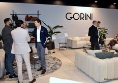 Tanguy Grusenmeyer (wearing white blouse) of Gorini busy talking to potential customers...